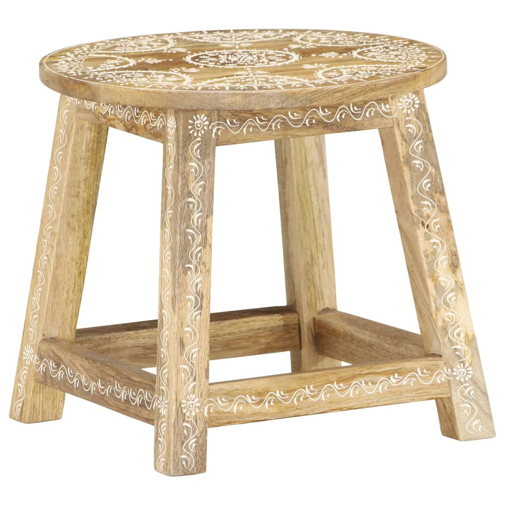 Stool Brown with white patterns Solid mango wood 15.0x15.0x13.8 in