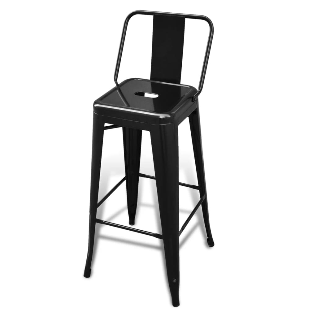 Bar Stool Set of 6 Black Steel 39.4 in height Footrest