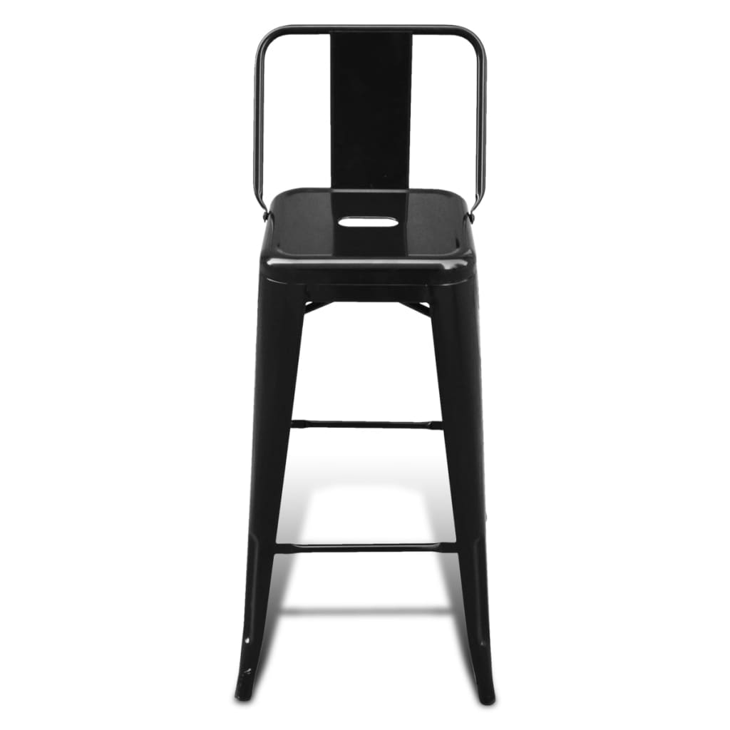 Bar Stool Set of 6 Black Steel 39.4 in height Footrest