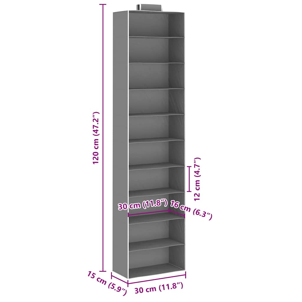 Hanging Closet Organizers 2 pcs with 10 Shelves Fabric