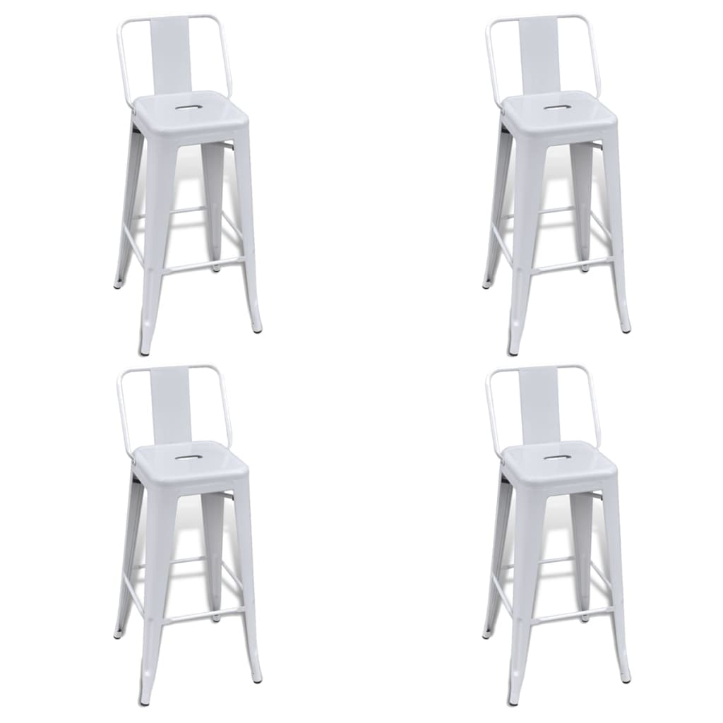 Bar Stools 4 pcs White Steel