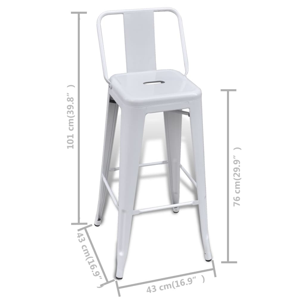 Bar Stools 4 pcs White Steel