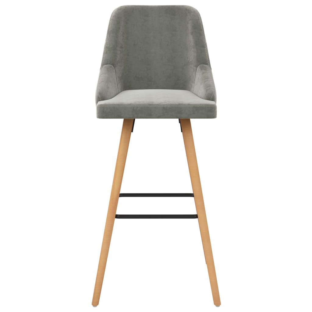 Bar Chair Set of 2 Light Grey Velvet One Size Footrest