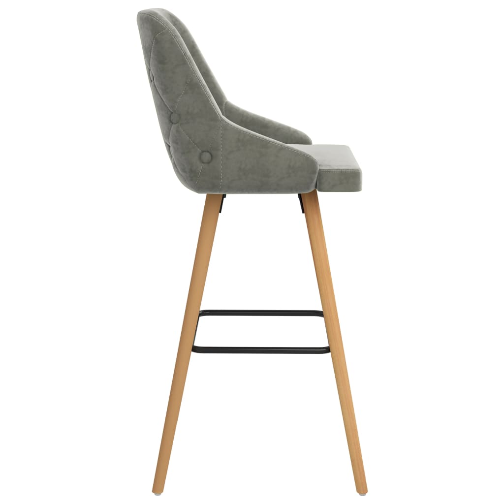 Bar Chair Set of 2 Light Grey Velvet One Size Footrest