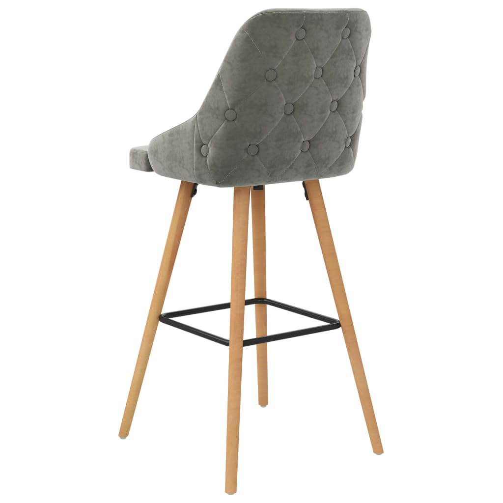Bar Chair Set of 2 Light Grey Velvet One Size Footrest