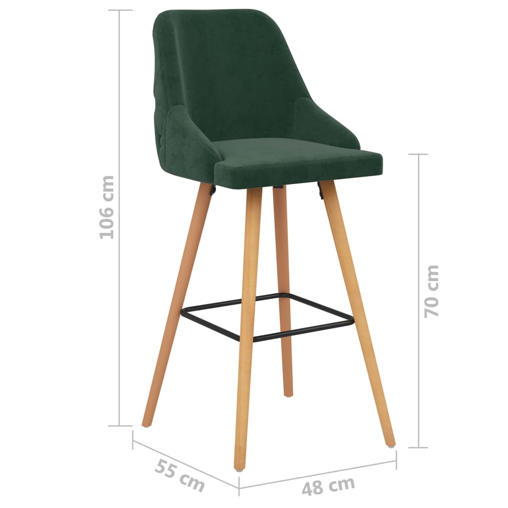 Bar Chair Set of 2 Dark Green