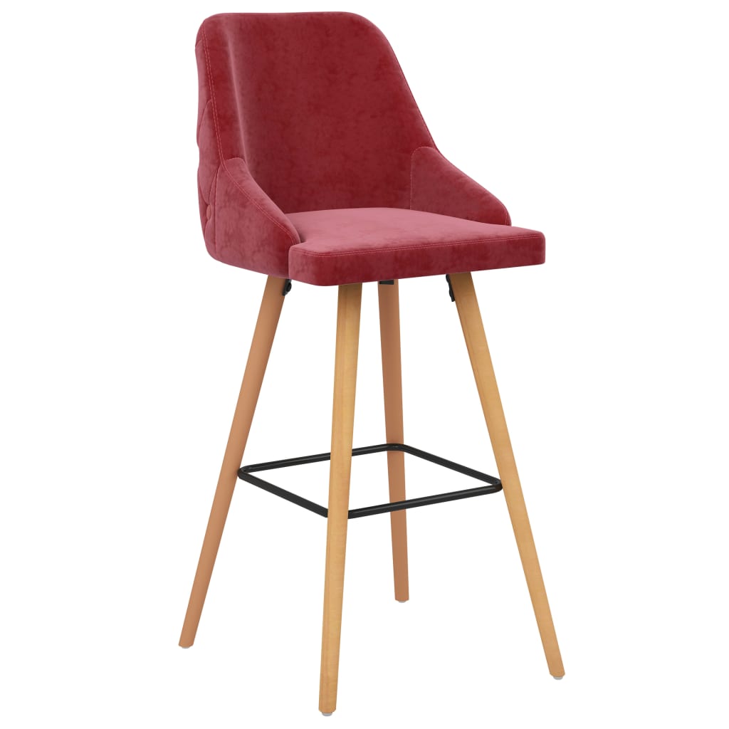 Bar Chair Set of 2 Wine Red