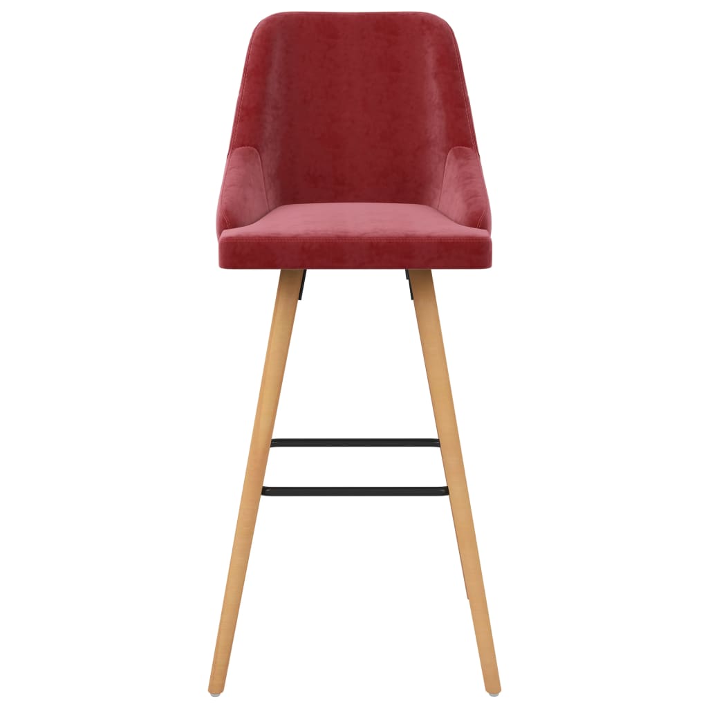 Bar Chair Set of 2 Wine Red
