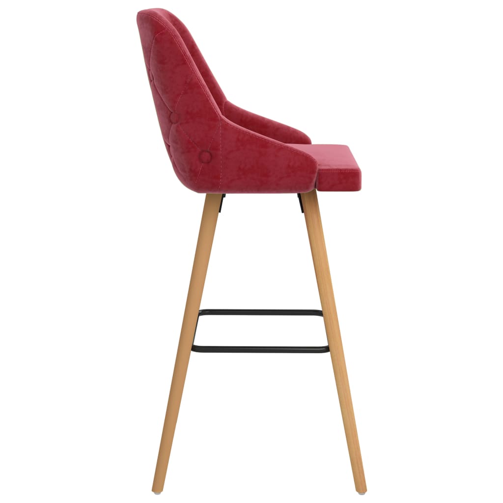 Bar Chair Set of 2 Wine Red