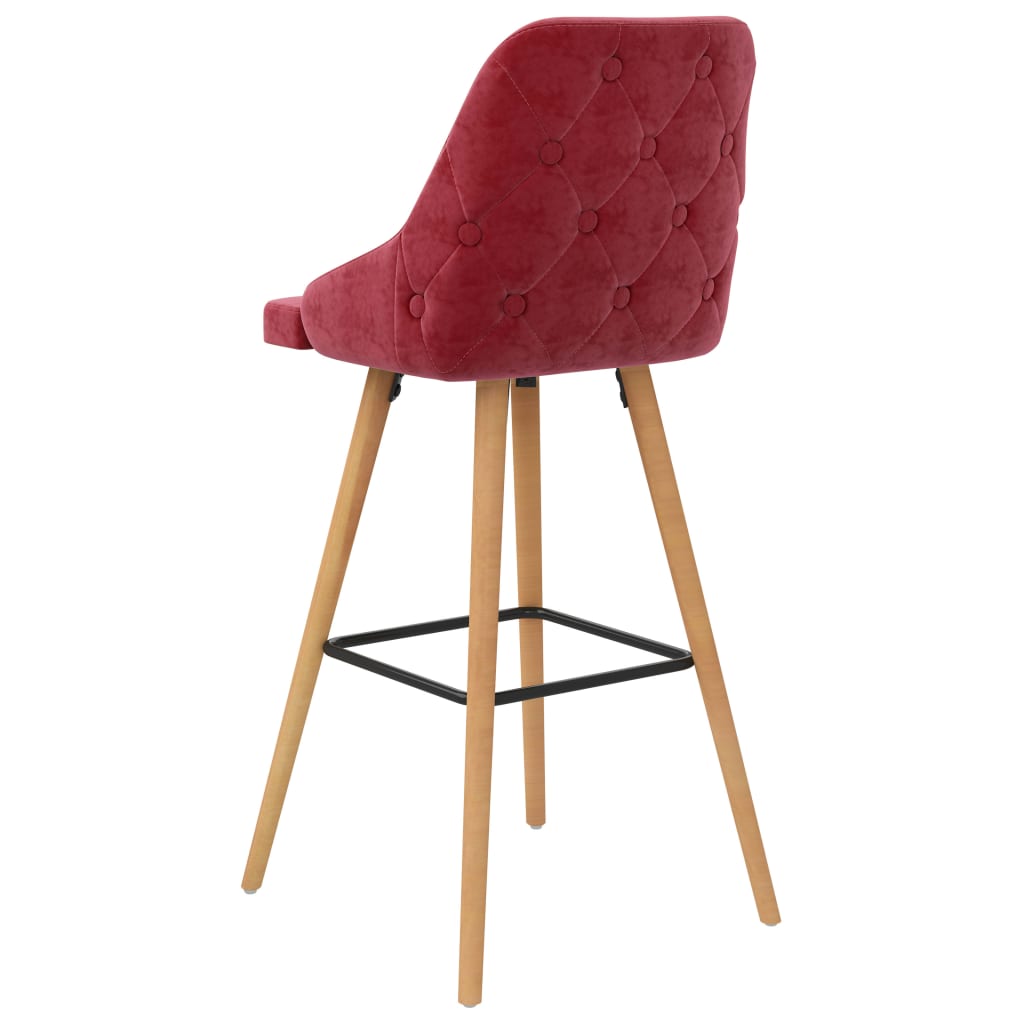 Bar Chair Set of 2 Wine Red