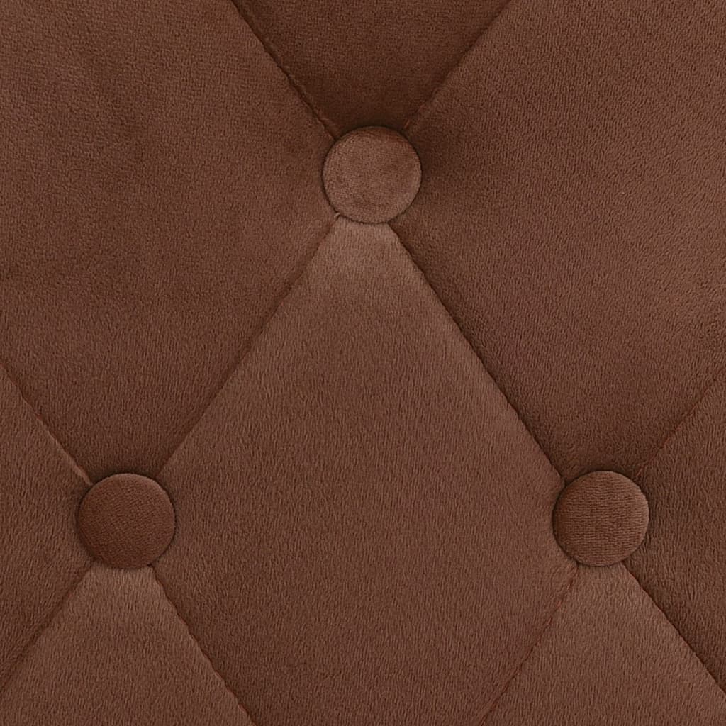 Bar Chair Set of 2 Brown Velvet (100% polyester), solid beech wood