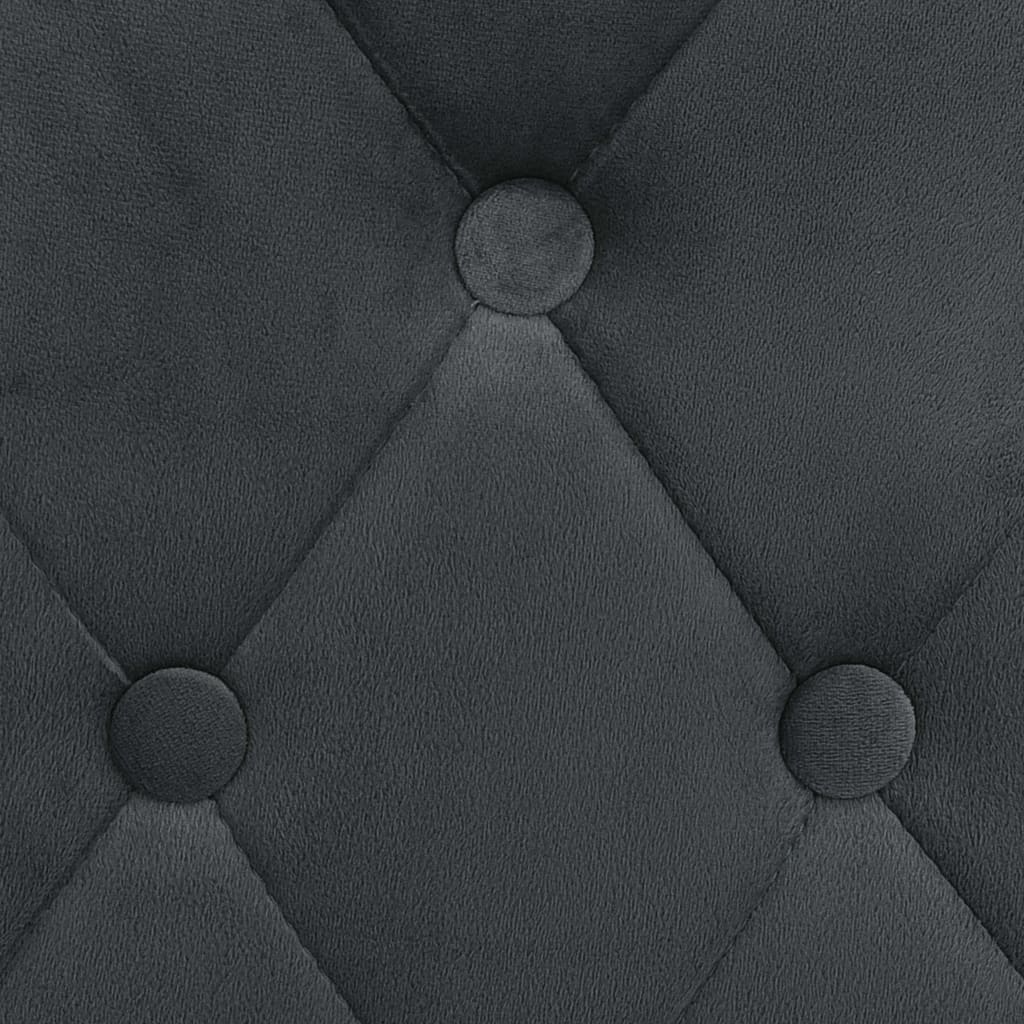 Bar Chair Set of 2 Dark Grey Velvet Standard Footrest