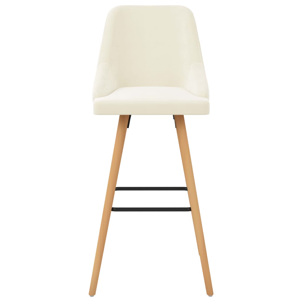 Bar Chair Set of 2 Cream Velvet, beech wood Medium Footrest