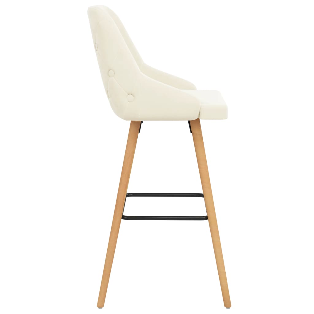 Bar Chair Set of 2 Cream Velvet, beech wood Medium Footrest