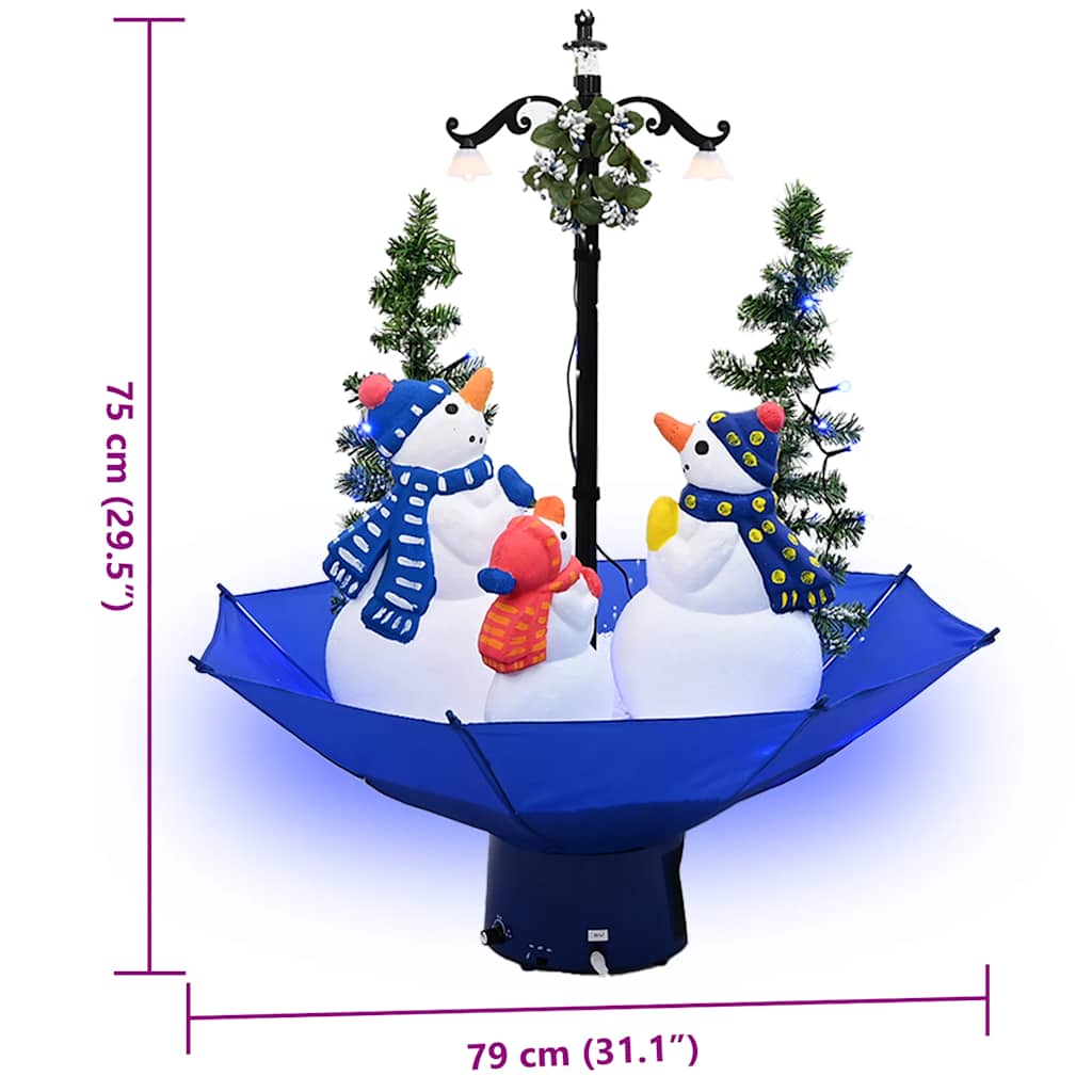 Snowing Christmas Tree with Umbrella Base Blue 2 ft PVC