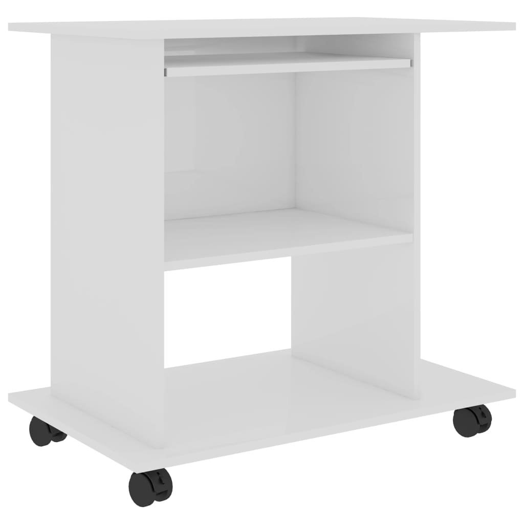 Computer Desk High gloss white Engineered wood Compact