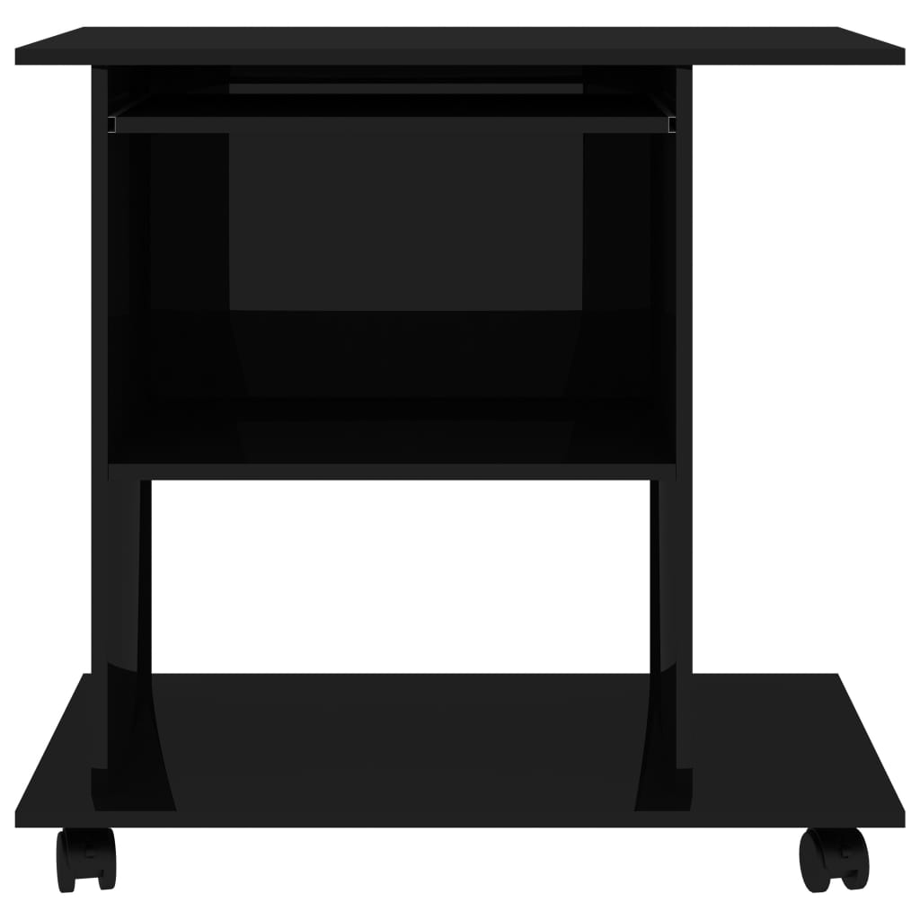 Computer Desk High Gloss Black Engineered Wood 31.5x19.7x29.5 in