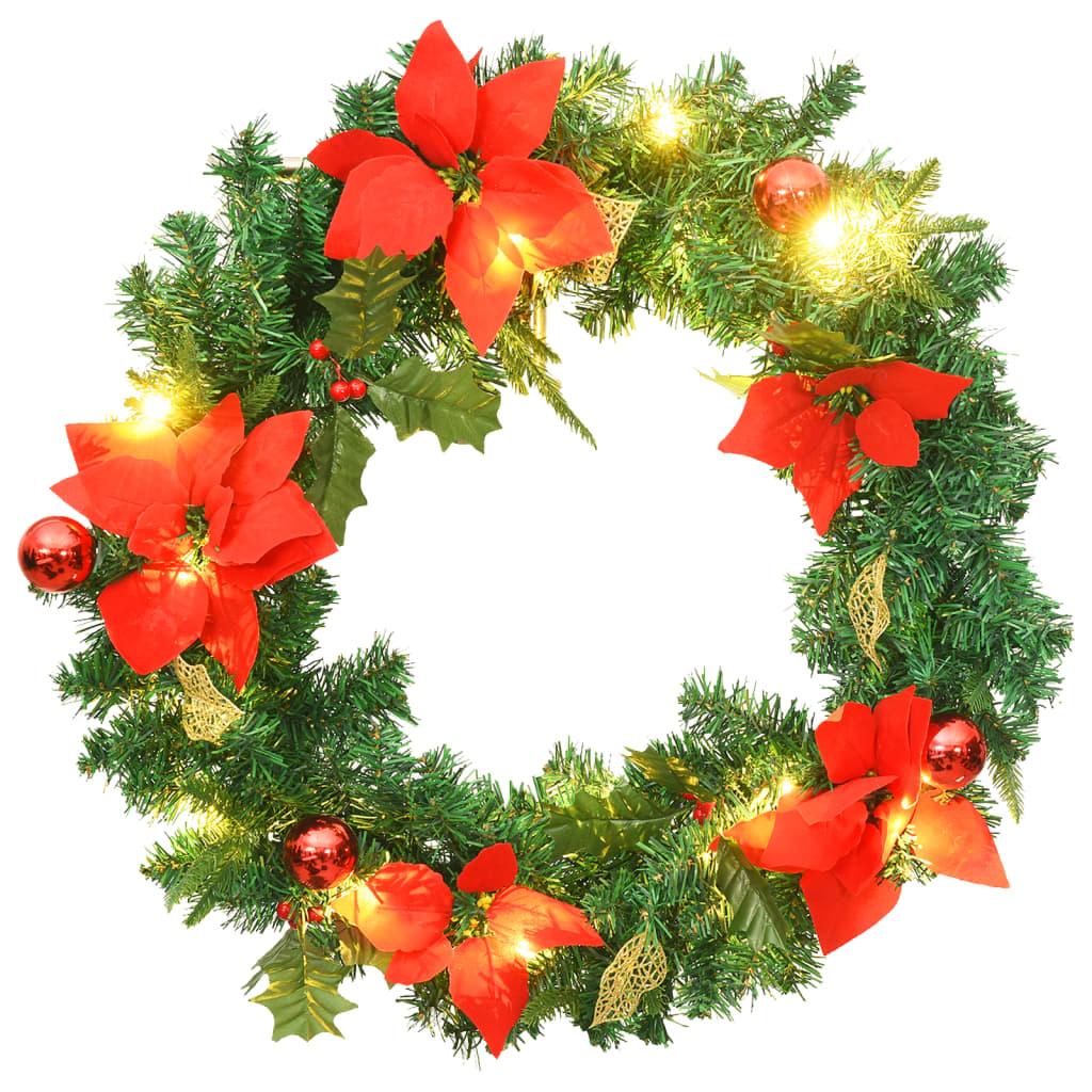 Christmas Wreath Green and Red PVC 23.6 in Decorative Inlays