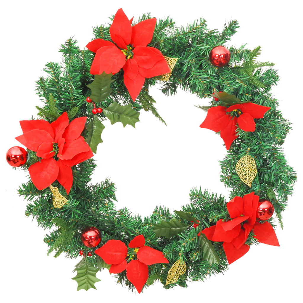 Christmas Wreath Green and Red PVC 23.6 in Decorative Inlays