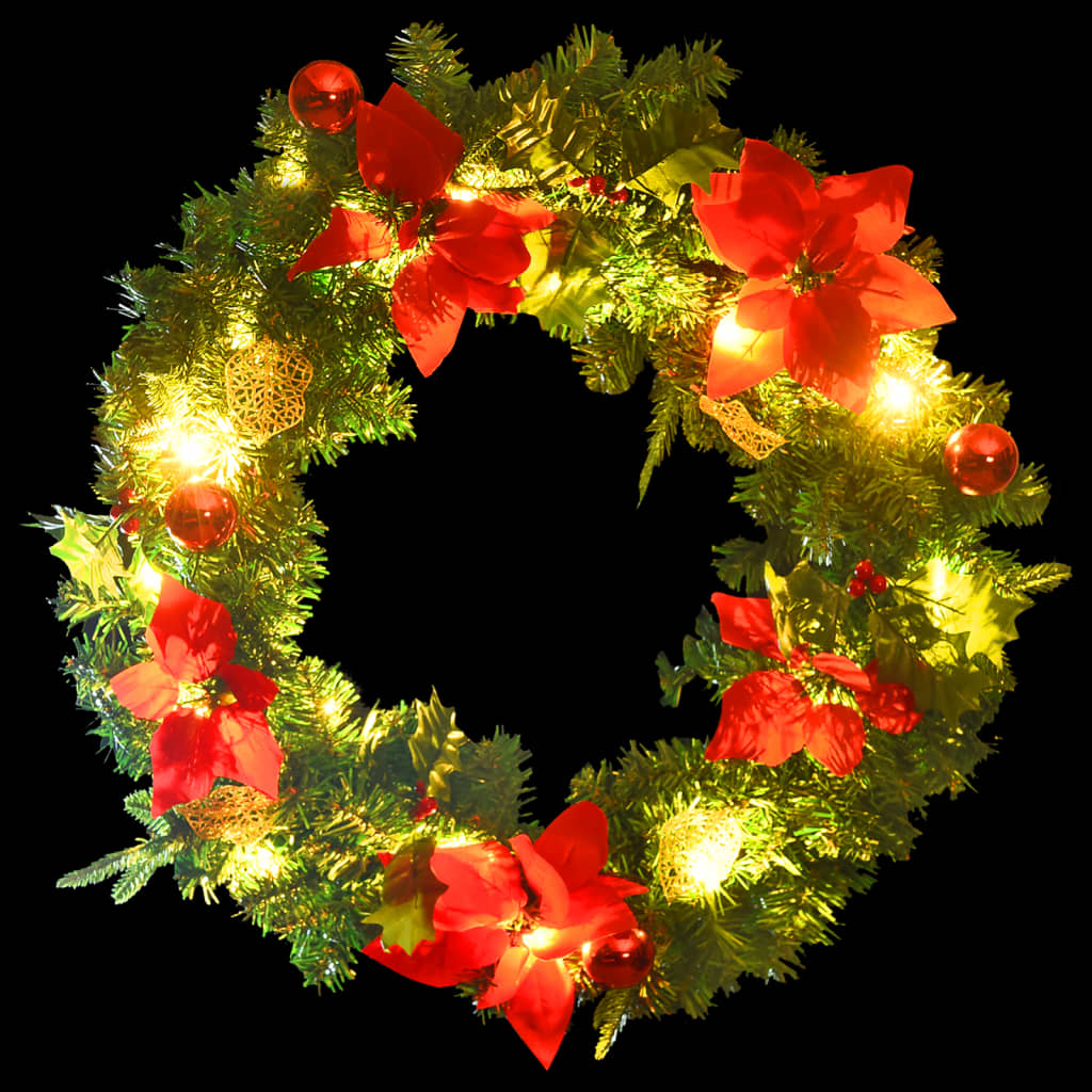 Christmas Wreath Green and Red PVC 23.6 in Decorative Inlays