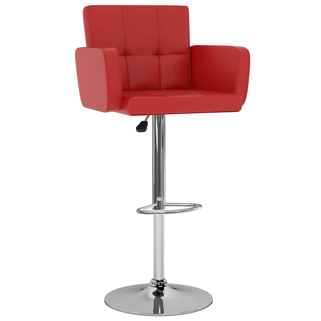 Bar Stool Set of 2 Red Faux leather, steel
