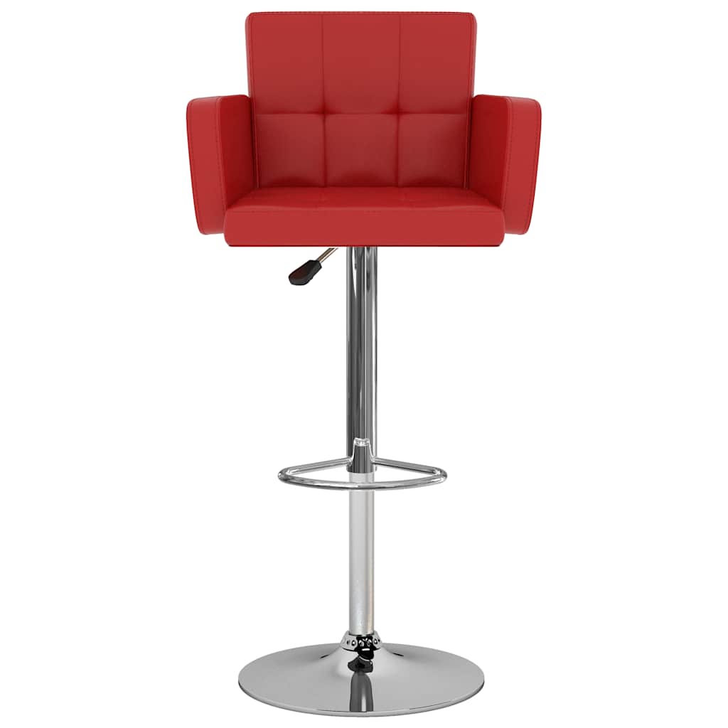 Bar Stool Set of 2 Red Faux leather, steel