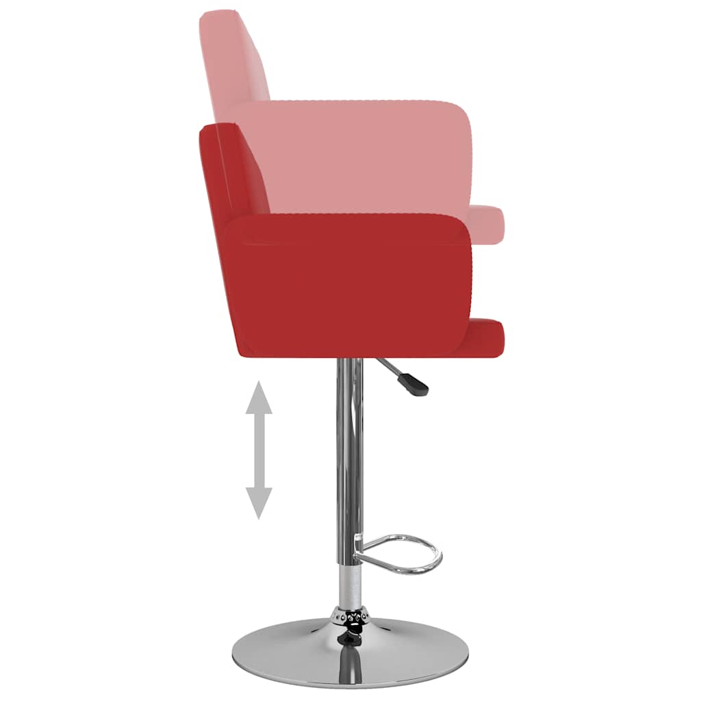 Bar Stool Set of 2 Red Faux leather, steel