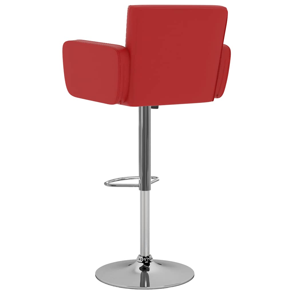 Bar Stool Set of 2 Red Faux leather, steel