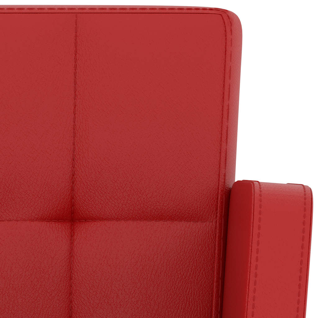 Bar Stool Set of 2 Red Faux leather, steel