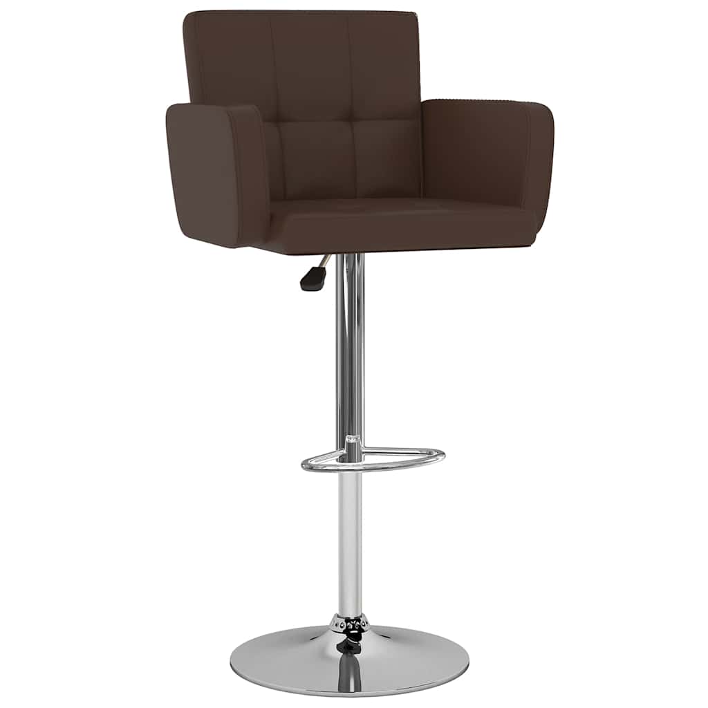Bar Stool Set of 2 Brown Artificial leather, Steel Footrest