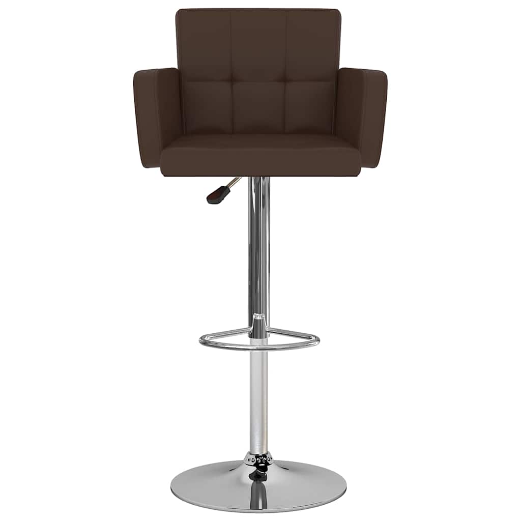 Bar Stool Set of 2 Brown Artificial leather, Steel Footrest