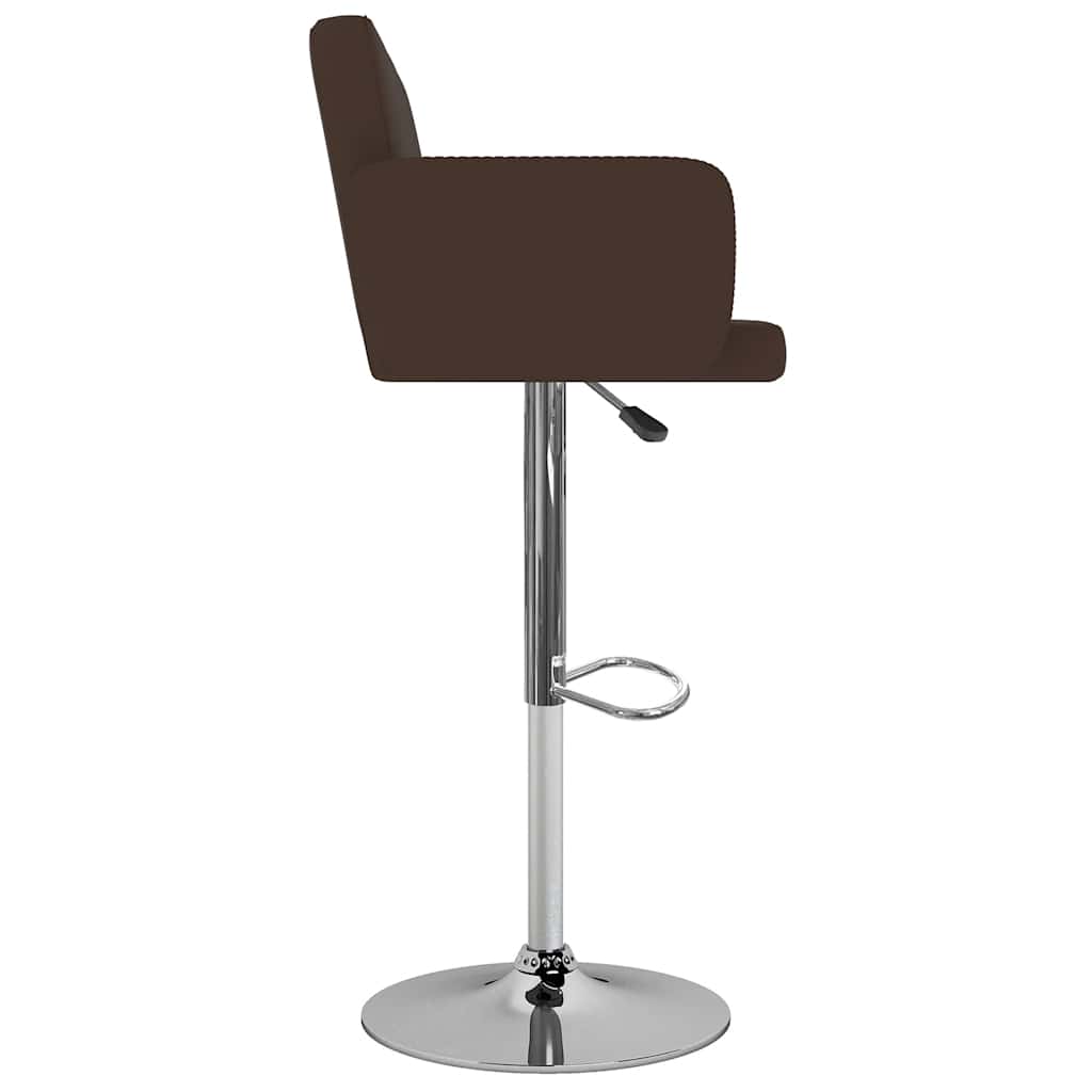Bar Stool Set of 2 Brown Artificial leather, Steel Footrest