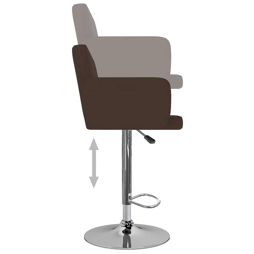 Bar Stool Set of 2 Brown Artificial leather, Steel Footrest
