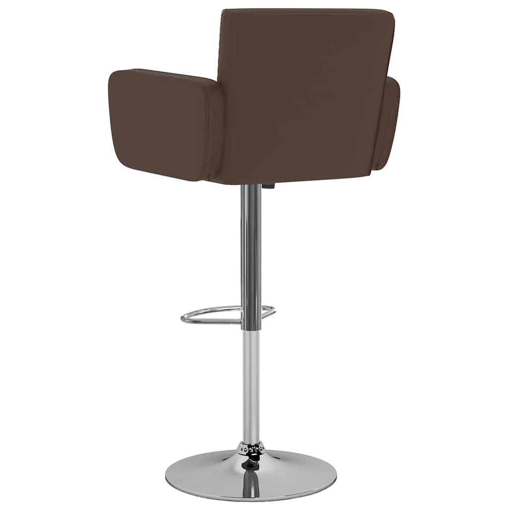 Bar Stool Set of 2 Brown Artificial leather, Steel Footrest