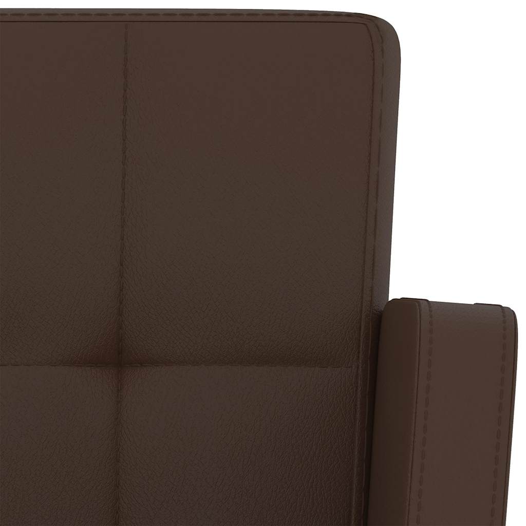Bar Stool Set of 2 Brown Artificial leather, Steel Footrest