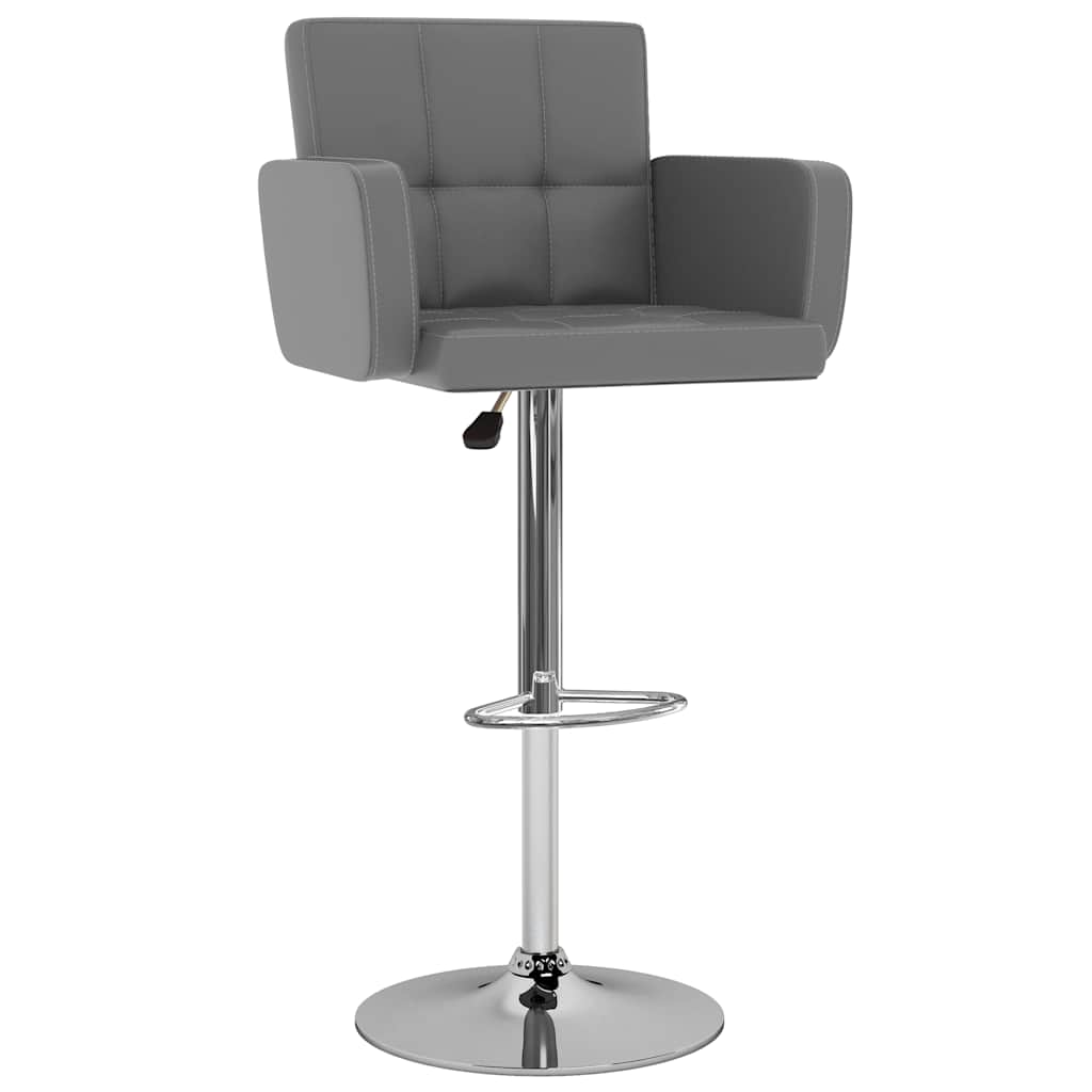 Bar Stool Set of 2 Gray Synthetic leather, Chromed steel