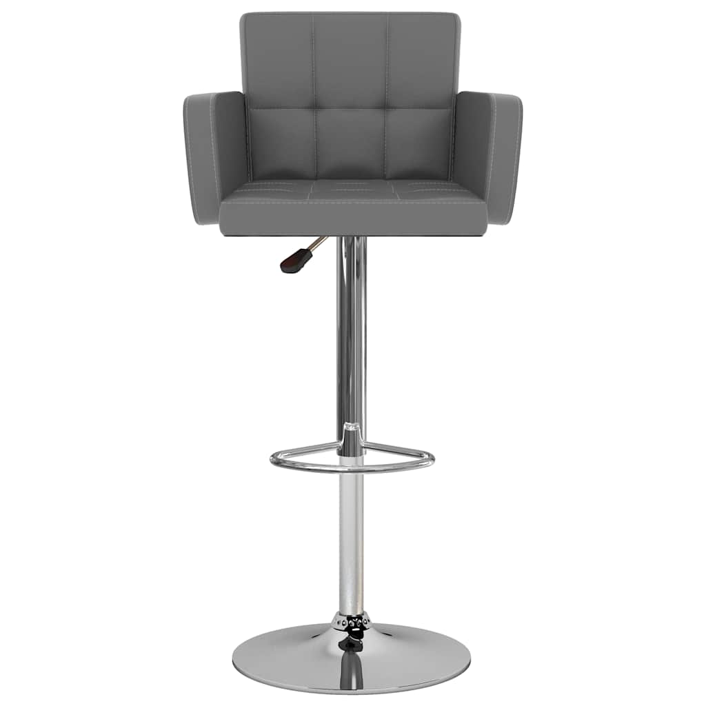 Bar Stool Set of 2 Gray Synthetic leather, Chromed steel
