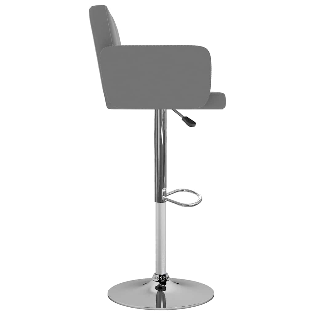 Bar Stool Set of 2 Gray Synthetic leather, Chromed steel