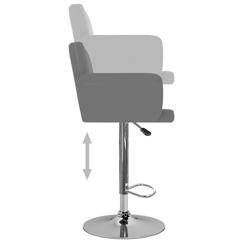 Bar Stool Set of 2 Gray Synthetic leather, Chromed steel