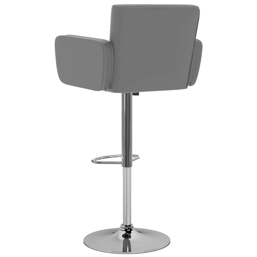 Bar Stool Set of 2 Gray Synthetic leather, Chromed steel