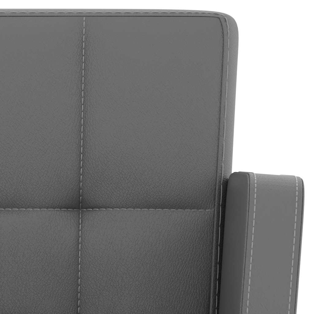 Bar Stool Set of 2 Gray Synthetic leather, Chromed steel