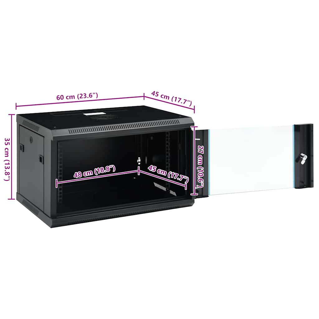 6U Wall Mounted Network Cabinet 19" IP20 23.6"x17.7"x13.8"