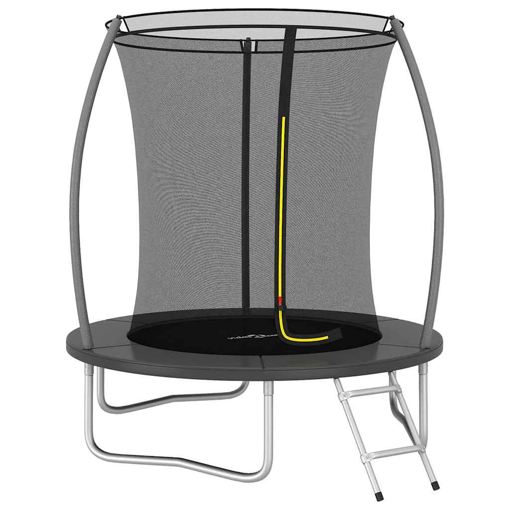 Trampoline Set Black and Grey Galvanized Steel, PVC, PP, PE Medium