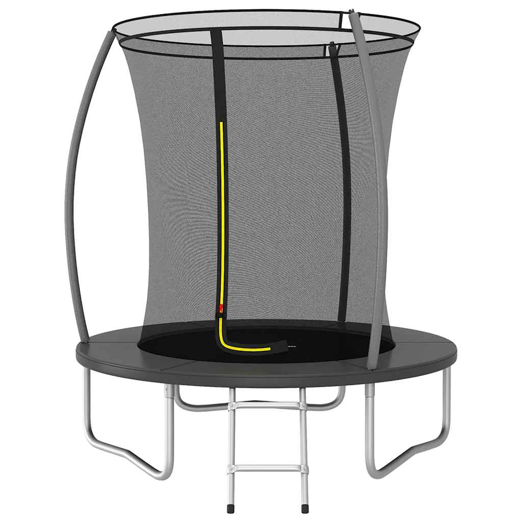 Trampoline Set Black and Grey Galvanized Steel, PVC, PP, PE Medium