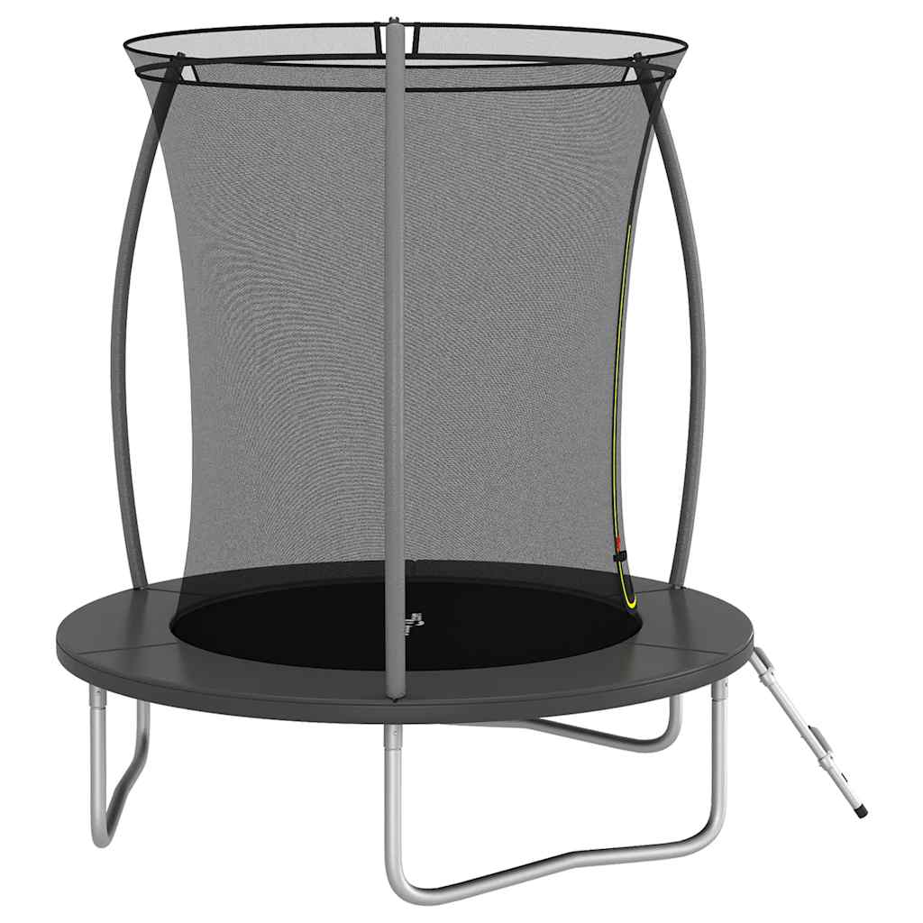 Trampoline Set Black and Grey Galvanized Steel, PVC, PP, PE Medium
