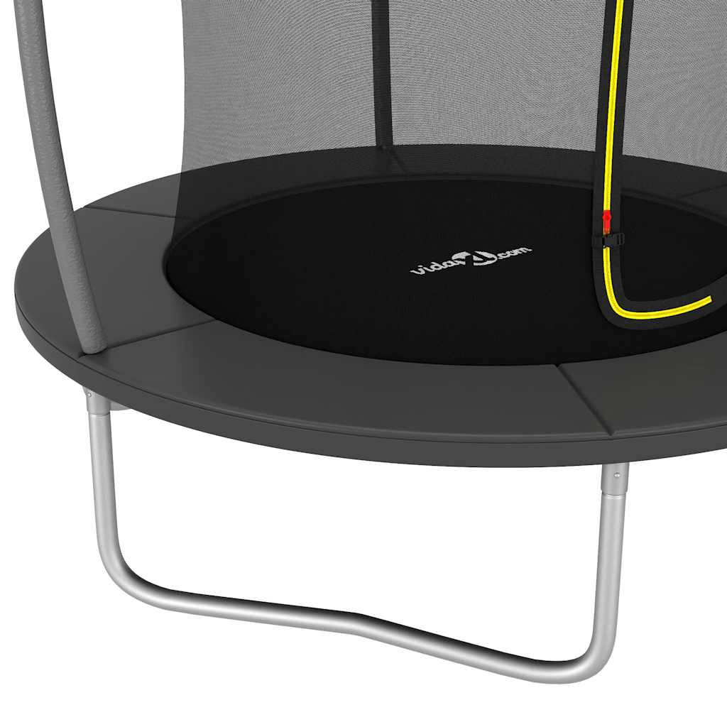 Trampoline Set Black and Grey Galvanized Steel, PVC, PP, PE Medium