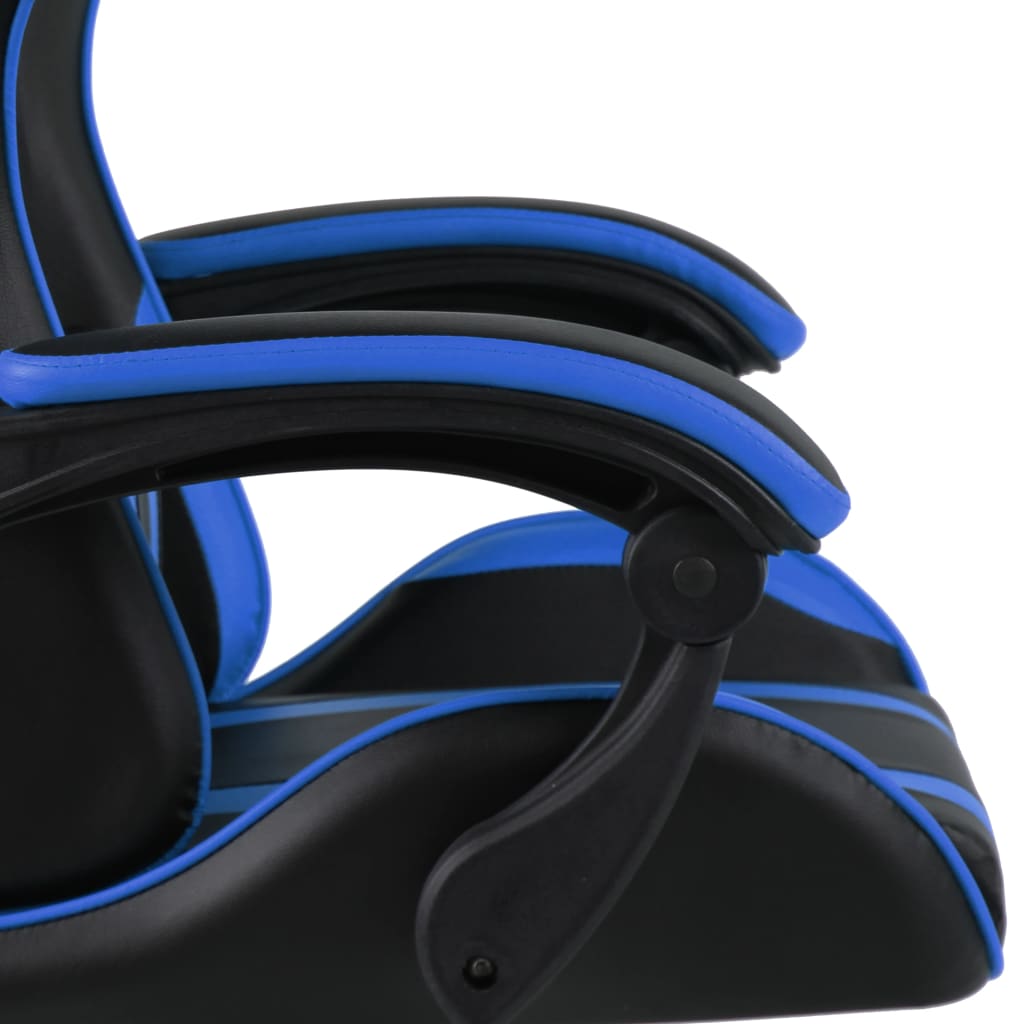 Chair Blue and Black Faux Leather Adjustable Adjustable Armrests