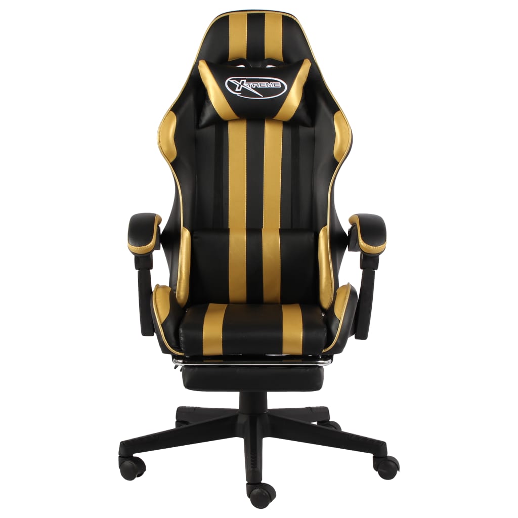 Chair Black and Gold Faux Leather, Plywood, Steel Medium