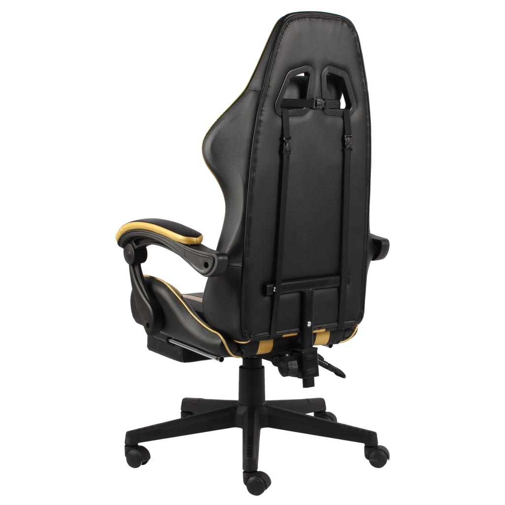 Chair Black and Gold Faux Leather, Plywood, Steel Medium