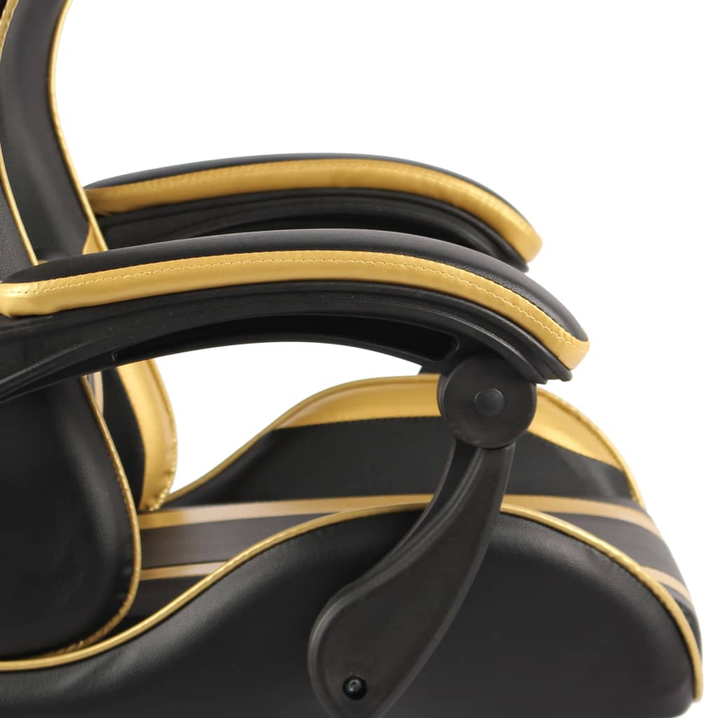 Chair Black and Gold Faux Leather, Plywood, Steel Medium